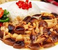 香菇滑鸡盖浇饭+米饭+时蔬