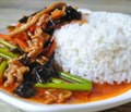 鱼香肉丝盖浇饭+米饭+时蔬