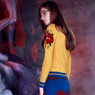 PLAYLOUNGE姜悦音POLLYANNA KEONG原创设计女装撞色提花 印花毛衣