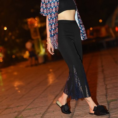 PLAYLOUNGE DAMO WANGCW蕾丝拼接喇叭裤