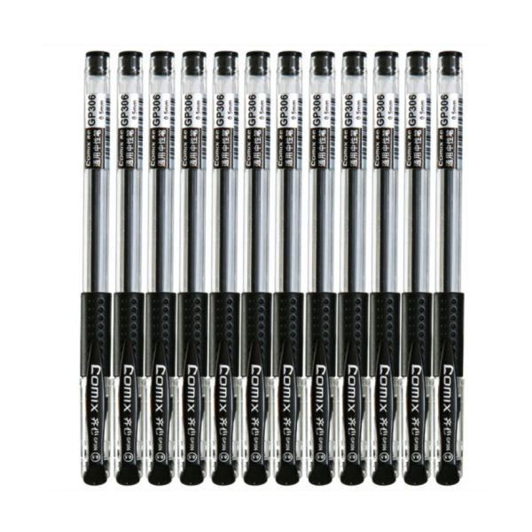 齐心(Comix)12支0.5mm黑色装经济实用商务中性笔/水笔/签字笔 办公文具 GP306