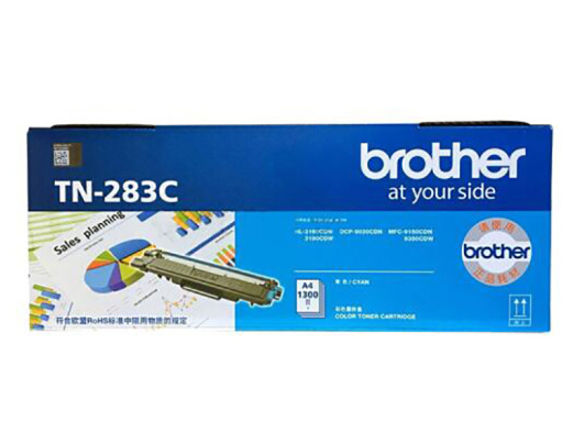 兄弟（brother）TN-283C 青色墨粉盒(DCP-9030CDW/HL-3160CDW/33190CDW/MFC-9150SDN/9350CDW)约1300页
