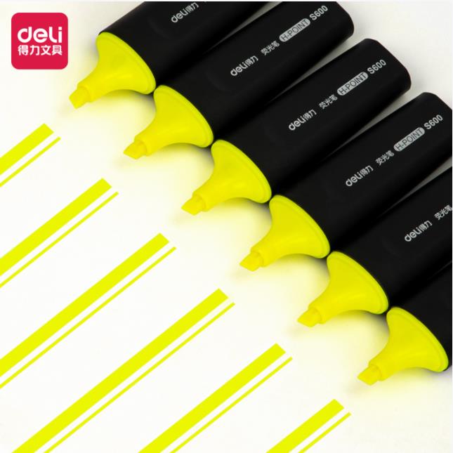 得力（deli）荧光笔重点醒目标记笔 橙色 笔10支/盒S600（计价单位：支）